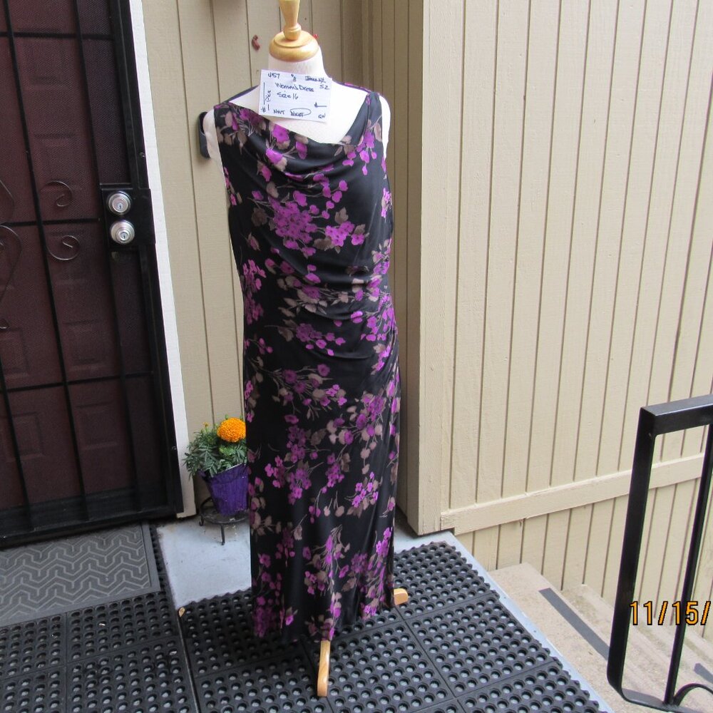 #457  NEW WOMAN'S LONG FLORAL CHIFFON DRESS BY JONES NEW YORK  (SIZE 16)